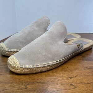 Tory Burch Womens Max Suede Tan Espadrille Mules Slip-on Slides Sandals, sz 10